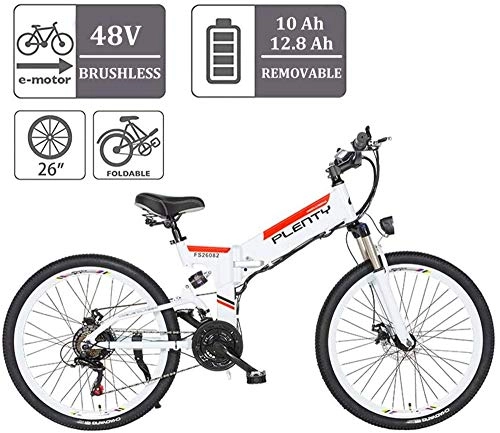 Vélo de montagne électrique pliant : Vélo électrique électrique VTT 26inch électrique pliant vélo avec 48V 12.8Ah amovible au lithium-ion Ebike Trois Riding Mode de 350W Moteur et E-ABS Double Frein à disque bicyclette électrique pour le