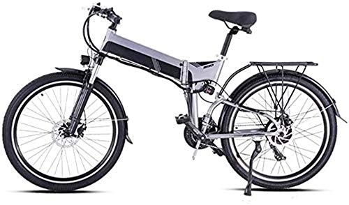 Vélo de montagne électrique pliant : Vélo électrique électrique VTT Électrique Fat Tire Bike Shimano 21 vitesses Montagne Vélo électrique Pédale d'assistance Batterie au lithium de frein à disque (26 pouces 48V 500W 12.8A) pour les senti