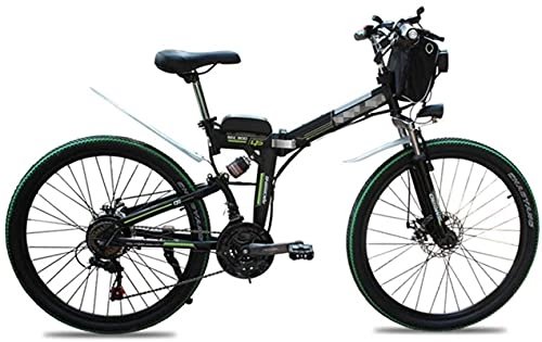 Vélo de montagne électrique pliant : Vélos Électriques Pliants pour Adultes 26"Vélo De Montagne E-Bike 21 Vitesses Léger, 500W Vélo Électrique en Aluminium avec Pédale pour Unisexe Et Adolescents (Couleur : Vert)