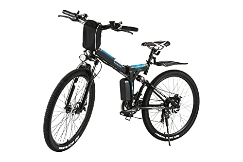 Vélo de montagne électrique pliant : WIND SPEED Vélo Electrique Pliant, 26 Pouces VTT Vélo de Montagne Électrique pour Adultes Batterie 36V / 8Ah Amovible, 25KPH / Kilométrage de Recharge Jusqu'à 40km