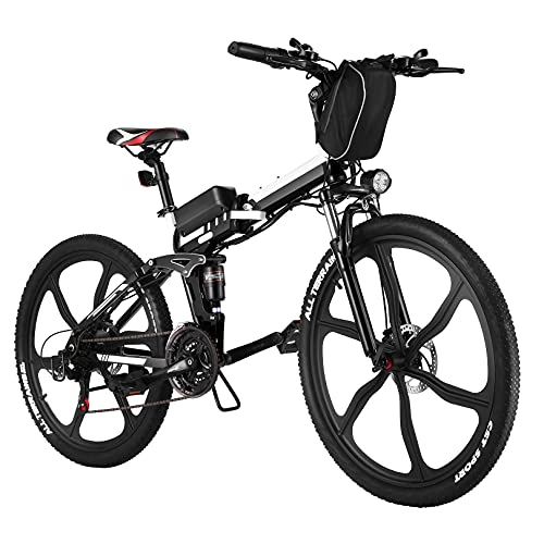 Vélo de montagne électrique pliant : WINICE Vélo électrique 250W Velo Electrique Pliable de 26 Pouces Velo Electrique Adulte Pliant avec Batterie 8Ah ​et Vitesses 7