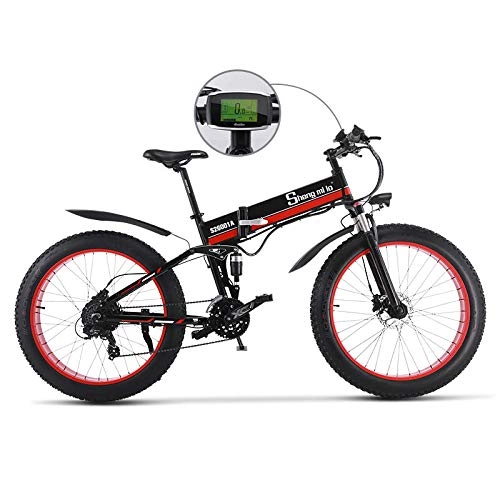 Vélo de montagne électrique pliant : YONGXINXUZE Vélo de Ville 1000W Neige Alliage d'aluminium Cadre vélo de Plage 26 Pouces 48V Batterie au Lithium vélo