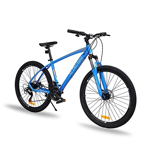 Vélo de montagnes : 2022 Nouveau 27.5 Pouces VTT 21 Vitesses vélo Cadre en Aluminium Fourche à Suspension Double Frein à Disque avec dérailleur Shimano, T6 (Blue)