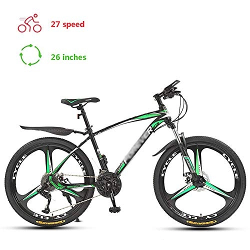 Vélo de montagnes : 26 pouces Mountain Bikes, Adulte Garçons Filles Hard Tail Mountain Trail Bike, double frein à disque de bicyclette, Frein à disque mécanique à vitesse variable vélo AQUILA1125 (Color : Green)