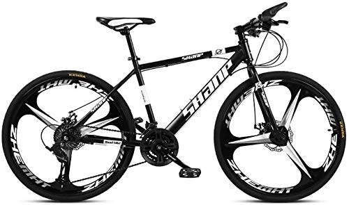 Vélo de montagnes : 26 pouces Mountain Bikes, double disque de frein Hardtail hommes VTT, Vélo Siège réglable, cadre en acier haute teneur en carbone 21 vitesses, Noir 3 Spoke, (Color : 21 Speed)