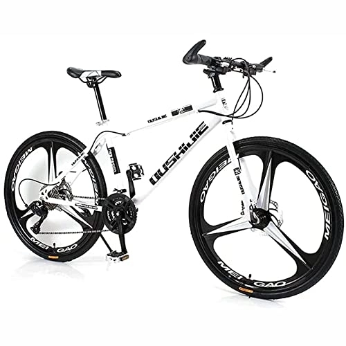 Vélo de montagnes : 26 pouces VTT pour femmes / hommes léger 21 / 24 / 27 vitesses vtt adultes vélos cadre en acier au carbone Suspension avant, Blanc, 24 speed