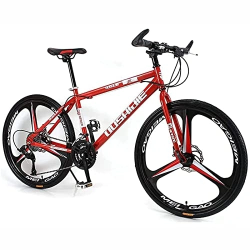 Vélo de montagnes : 26 pouces VTT pour femmes / hommes léger 21 / 24 / 27 vitesses vtt adultes vélos cadre en acier au carbone Suspension avant, Rouge, 24 speed