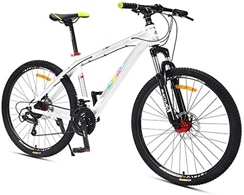 Vélo de montagnes : 27-Speed ​​Mountain Bikes, Suspension avant Hardtail VTT, Adulte Femmes Hommes tout terrain vélo avec double disque de frein, rouge (Color : White)
