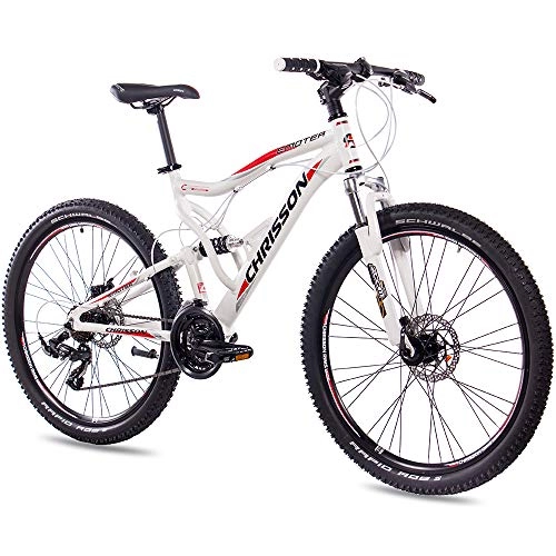Vélo de montagnes : 66 cm pouce en alliage Vélo de montagne Vélo Chrisson Emoter Entièrement Unisexe avec 21S Shimano TX55 2 x Disc Blanc mat