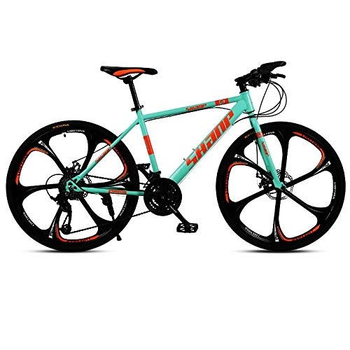 Vélo de montagnes : Adult Mountain Bike Cross Country Speed Racing Unisex 26" 30 Speed System Front and Rear Mechanical Disc Brakes One Wheel Red@6 Couteaux Verts_30 Vitesses 26 Pouces [160-185cm
