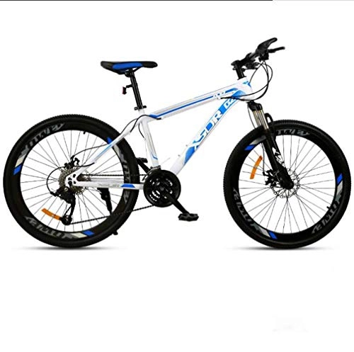 Vélo de montagnes : Adulte VTT, Double Frein à Disque / carbonisé Bikes Cadre en Acier, Plage de motoneige vélo, 24 Pouces Roues, Bleu, 21 Speed