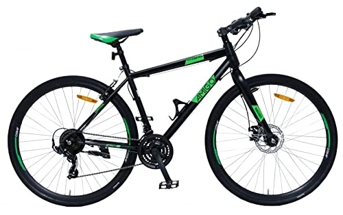 Vélo de montagnes : Amigo Control - VTT pour homme et femme - 28" - Shimano 21 vitesses - Convient à partir de 160 cm - Avec frein à main, frein à disque et support de vélo - Noir / vert