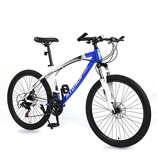 Vélo de montagnes : AZXV 21 Vitesses de vélo en Acier à Haute teneur en Acier à vélo de Montagne Mécanique à Double Disque à Disque antiadhésifs Absorbant Le vélo Vélo MTB, 26 Pouces Roues, White Blue