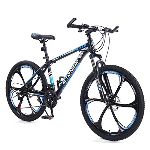 Vélo de montagnes : AZXV VTT Vélo Mécanique Dual-Disc-Freins Absorbant des Chocs Vélo MTB, 21 Vitesses, 26 Pouces Roues, Couleurs Multiples, vélo en Acier à Haute teneur en Carbone pour adul Black Blue