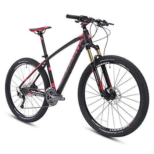 Vélo de montagnes : AZYQ Vlos de montagne, 27, 5 pouces Big Tire Hardtail Mountain Bike, Aluminium 27 Speed Mountain Bike, Men 'S Womens Bicycle Adjustable Seat, Black, Noir