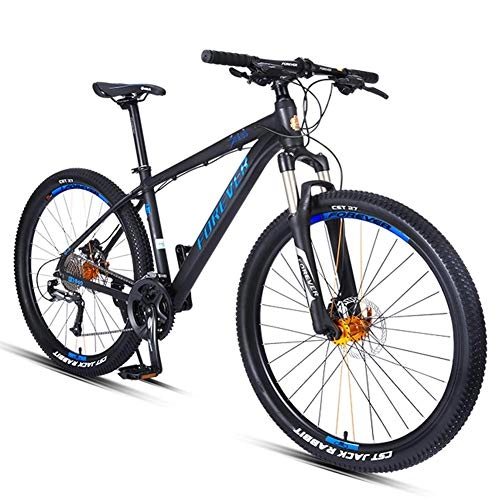 Vélo de montagnes : AZYQ VTT 27, 5 pouces, VTT semi-rigide 27 vitesses pour adulte, cadre en aluminium, VTT tout terrain, siège réglable, bleu