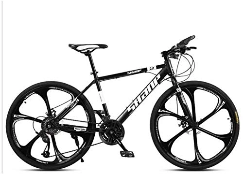 Vélo de montagnes : BECCYYLY Vélo de Montagne VTT, 24 / 26 Pouces Double Frein à Disque, Adulte VTT Pays Gearshift Vélo, VTT Semi-Rigide avec l'acier Siège réglable Carbon Black 6 Cutter Bicyclette