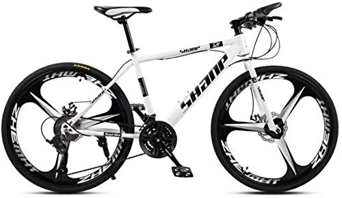 Vélo de montagnes : BECCYYLY Vélo de Montagne VTT, 24 / 26 Pouces Double Frein à Disque, Adulte VTT Pays Gearshift Vélo, VTT Semi-Rigide avec l'acier Siège réglable Carbon Blanc 3 Cutter Bicyclette
