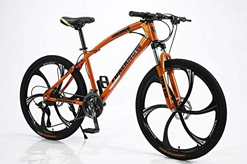 Vélo de montagnes : Bicicletta Vélo VTT 26" Frein à disque Suspension Fourche Bicicletta Orange 6 dents 21
