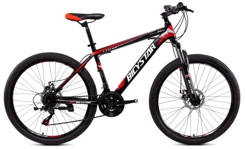 Vélo de montagnes : Bicystar VTT Adulte Unisexe, Noir / Rouge, 26