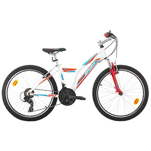 Vélo de montagnes : BIKESPORT Direction 24" vélo Enfant Disque mécanique 21 VIT. Shimano Bleu Blanc
