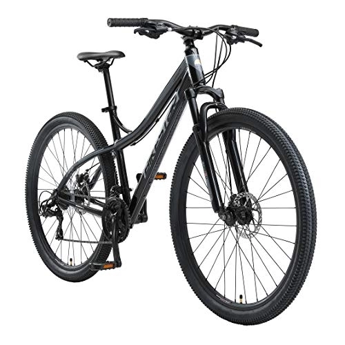 Vélo de montagnes : BIKESTAR VTT en Aluminium, Frein à Disque, 21 Vitesses Shimano, 29 Pouces | Mountainbike Suspension Avant Cadre 18 Pouces | Noir Gris