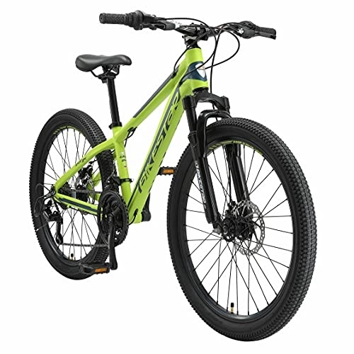 Vélo de montagnes : BIKESTAR VTT Vélo Tout Terrain 24" pour Enfants de 10-13 Ans | Bicyclette Cadre 12.5 Pouces 21 Vitesses Shimano, Hardtail, Freins Disc | Vert