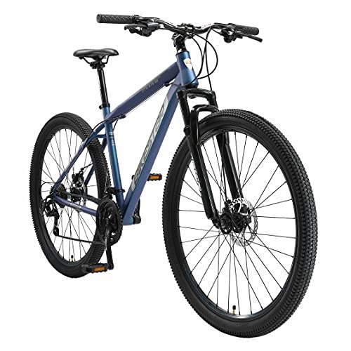 Vélo de montagnes : BIKESTAR VTT Vélo Tout Terrain, Frein à Disque, 21 Vitesses Shimano, 27.5 Pouces | Mountainbike Suspension Avant Cadre 17 Pouces | Bleu