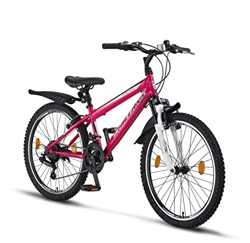 Vélo de montagnes : Chillaxx Vélo Escape Premium VTT en 24 et 26 pouces - Vélo pour filles, garçons, hommes et femmes - 21 vitesses (26 pouces, frein V-Brake rose)