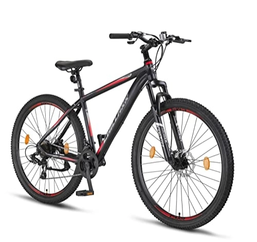 Vélo de montagnes : Chillaxx Vélo VTT Legend 24 et 26 pouces pour garçons, filles, hommes et femmes - 21 vitesses - Vélo de VTT pour homme et femme - Aluminium (27, 5 pouces, frein à disque noir / rouge)