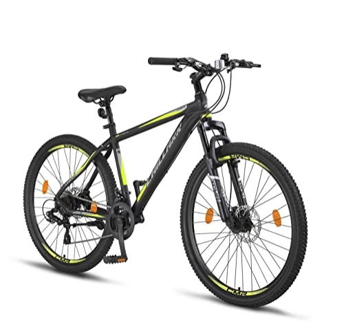 Vélo de montagnes : Chillaxx Vélo VTT Legend 24 et 26 pouces pour garçons, filles, hommes et femmes - 21 vitesses - Vélo VTT pour homme et femme - Aluminium (27, 5 pouces, noir et citron vert)