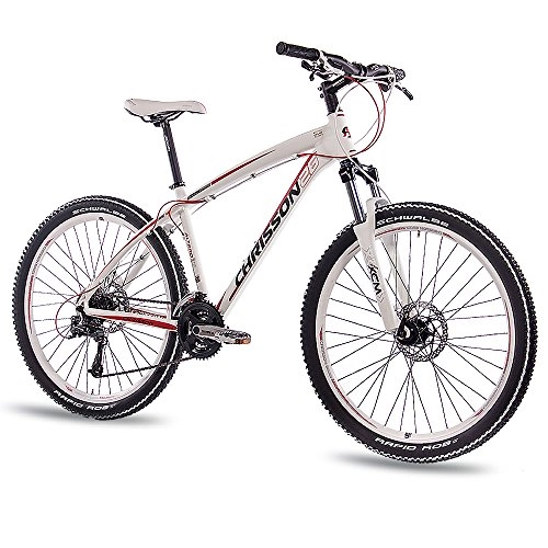 Vélo de montagnes : CHRISSON '26 pouces vtt en aluminium, VTT Vélo altero 2.0 Unisexe avec 24 g Deore 2 x Disk Hydr Blanc mat