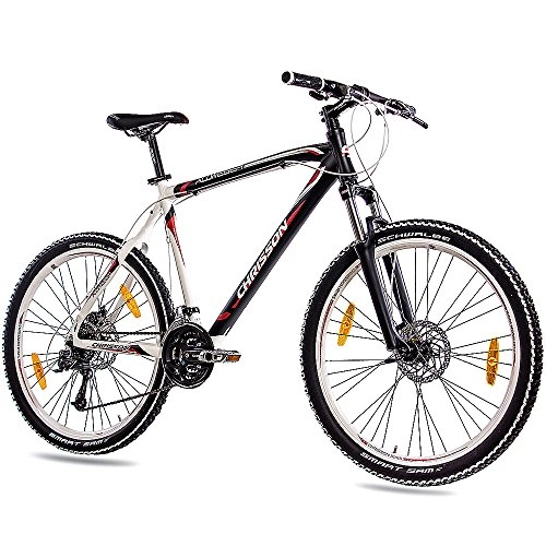 Vélo de montagnes : Chrisson VTT 26" tout terrain en aluminium avec 24G Deore noir blanc mat, 53 cm