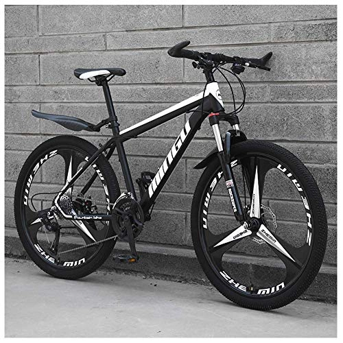 Vélo de montagnes : CWZY Vélo de montagne pour homme et femme en acier carbone 30 vitesses avec double frein à disque, 24 vitesses, noir 3 rayons