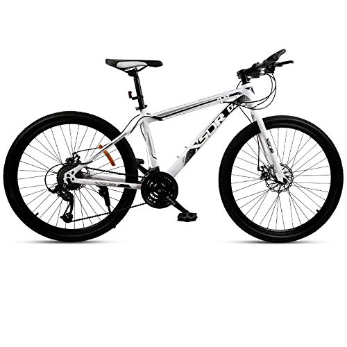 Vélo de montagnes : DGAGD Vélo de Neige Gros Pneu 4.0 épais et Large 26 Pouces Frein à Disque VTT Roue à Rayons-Blanc Noir_27 Vitesses