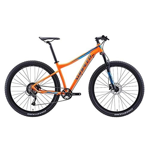 Vélo de montagnes : DJYD 9 Vitesse VTT, vélo avec Suspension Avant Cadre Aluminium Hommes, Unisexe Hardtail VTT, Tout Terrain VTT, Bleu, 27.5Inch FDWFN (Color : Orange, Size : 29Inch)