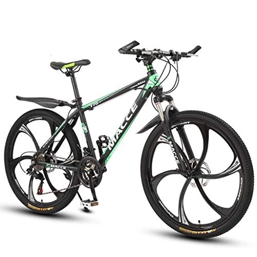 Vélo de montagnes : Dsrgwe VTT, 26” Mountain Bike, Cadre en Acier au Carbone Mountain Bicycles, Double Disque de Frein et Verrouillage de la Fourche Avant (Color : Green, Size : 27-Speed)