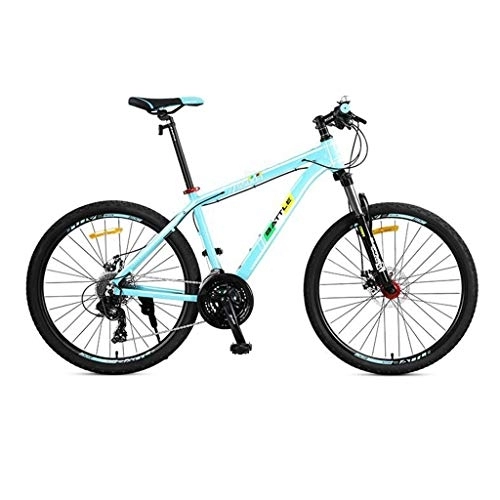 Vélo de montagnes : Dsrgwe VTT, 26” Mountain Bike, Cadre en Aluminium Semi-Rigide Vélos, Double Disque de Frein et de Suspension Avant Verrouillage, 27 Vitesses (Color : Green)