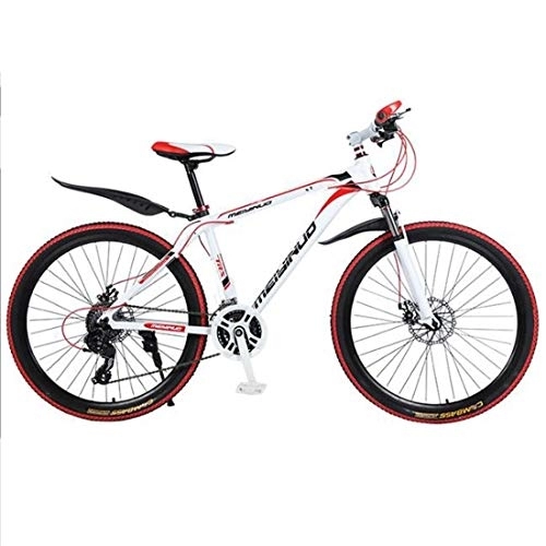 Vélo de montagnes : Dsrgwe VTT, 26" Mountain Bike, léger en Alliage d'aluminium Cadre de vélo, Double Frein à Disque et Suspension Avant (Color : White, Size : 21 Speed)