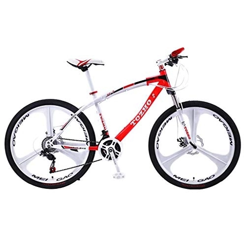 Vélo de montagnes : Dsrgwe VTT, 26inch Mountain Bike, Cadre en Acier au Carbone Vélos Dur arrière, Double Frein à Disque et Suspension Avant 21 / 24 / 27 Vitesses (Color : Red, Size : 21 Speed)