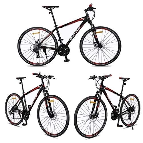 Vélo de montagnes : Dsrgwe VTT, 26inch VTT, Vélos de Montagne en Alliage d'aluminium, Double Frein à Disque et Suspension Avant Lock, 27 Vitesses (Color : Black+Red)