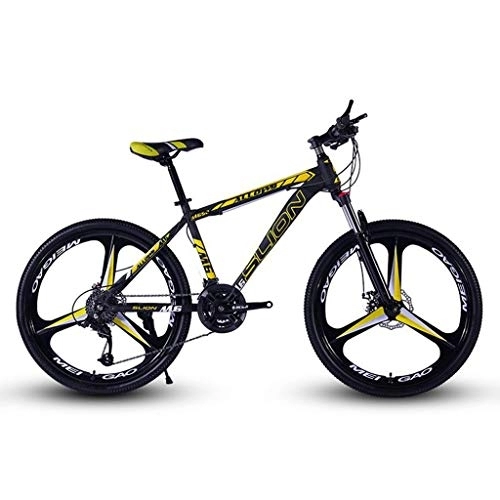 Vélo de montagnes : Dsrgwe VTT, 26inch VTT, Vélos de Montagne Hardtail Acier, Double Frein à Disque et Suspension Avant, Mag Wheel (Color : Black+Yellow, Size : 21 Speed)
