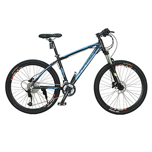 Vélo de montagnes : Dsrgwe VTT, 26inch VTT, Vélos en Alliage d'aluminium, 17" Cadre, Suspension à Double Disque de Frein Avant et 27 Vitesse (Color : Black+Blue)