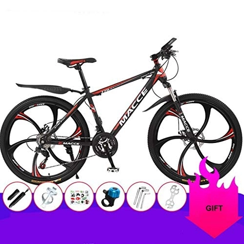 Vélo de montagnes : Dsrgwe VTT, Mountain Bike, Cadre en Acier au Carbone Hardtail Montagne Vélos, Double Frein à Disque et Suspension Avant, 26 Pouces Roues (Color : Black+Red, Size : 27 Speed)