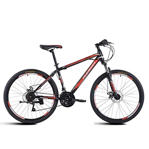 Vélo de montagnes : Dsrgwe VTT, Mountain Bike, en Acier au Carbone Cadre Bicycles Dur Queue, 26 Pouces Roue, Double Disque de Frein et la Fourche Avant, 21 Vitesse (Color : Black+Red)