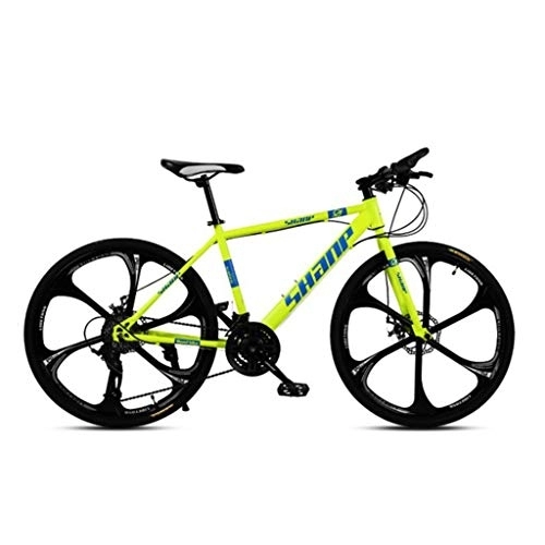 Vélo de montagnes : Dsrgwe VTT, Mountain Bike, Hard-Queue Vélo de Montagne, Double Frein à Disque et Suspension Avant Fourche, 26inch Roues en Alliage (Color : Yellow, Size : 21-Speed)