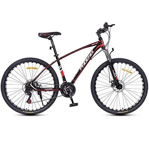 Vélo de montagnes : Dsrgwe VTT, Mountain Bike / Vélos, Cadre en Acier au Carbone, Suspension Avant et Double Disque de Frein, 26inch / 27inch Roues, 24 Vitesse (Color : Black+Red, Size : 27.5inch)