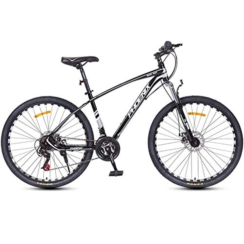 Vélo de montagnes : Dsrgwe VTT, Mountain Bike / Vélos, Cadre en Acier au Carbone, Suspension Avant et Double Disque de Frein, 26inch / 27inch Roues, 24 Vitesse (Color : Black+White, Size : 26inch)
