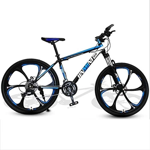 Vélo de montagnes : Dsrgwe VTT, Mountain Bike / Vélos, Cadre en Acier au Carbone, Suspension Avant et Double Disque de Frein, 26inch Roues en Alliage (Color : Black+Blue, Size : 21 Speed)