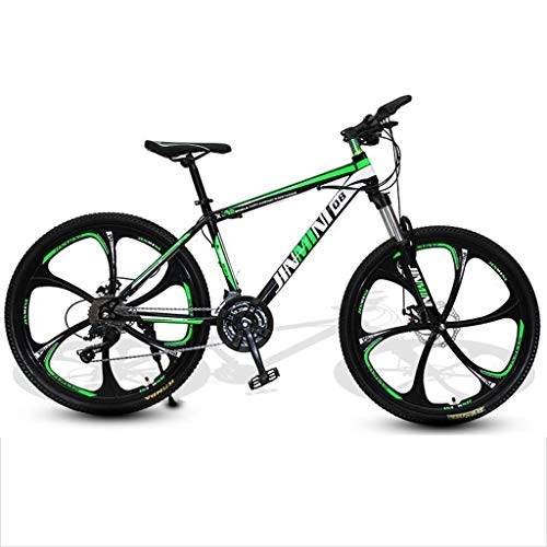 Vélo de montagnes : Dsrgwe VTT, Mountain Bike / Vélos, Cadre en Acier au Carbone, Suspension Avant et Double Disque de Frein, 26inch Roues en Alliage (Color : Black+Green, Size : 21 Speed)